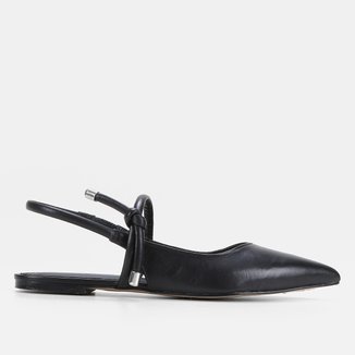 Sapatilha Couro Shoestock Slingback Ponteira Feminina