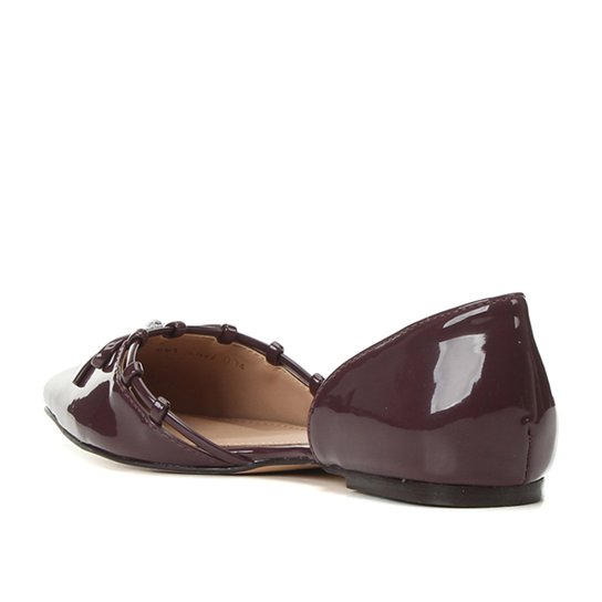 Sapatilha Shoestock Bico Fino Laço Feminina - Vinho