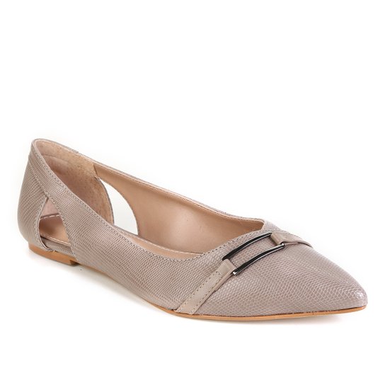Sapatilha Shoestock Bico Fino Lezard Feminina