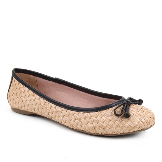 Sapatilha Shoestock Ráfia Laço Feminina - Preto