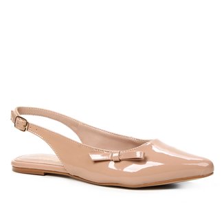 Sapatilha Shoestock Slingback Verniz Naked Feminina