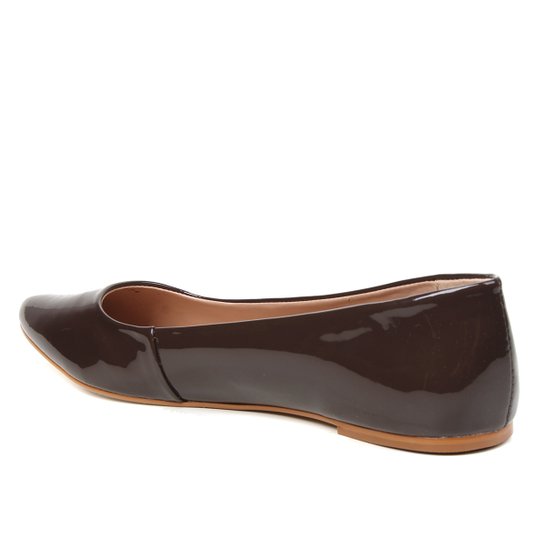 Sapatilha Shoestock Verniz Bico Fino Naked Feminina - Cacau