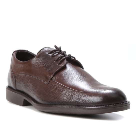 Sapato Casual Couro Shoestock Confort Cadarço Masculino - Café
