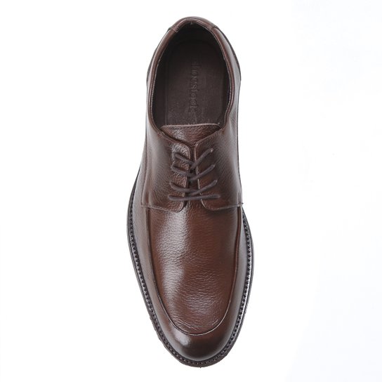 Sapato Casual Couro Shoestock Confort Cadarço Masculino - Café