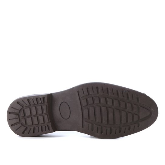 Sapato Casual Couro Shoestock Confort Cadarço Masculino - Café