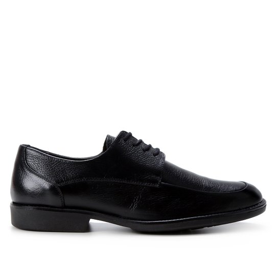 Sapato Casual Couro Shoestock Confort Cadarço Masculino - Preto