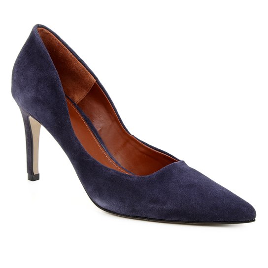 Scarpin Couro Shoestock Salto Alto Graciela - Marinho