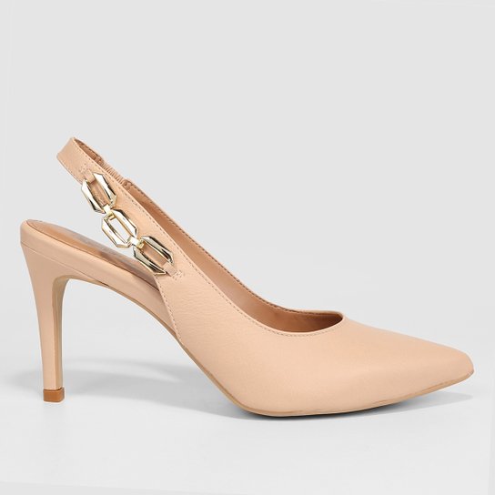 Scarpin Shoestock Slingback Metal Salto Fino Médio