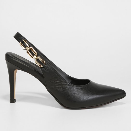Scarpin Shoestock Slingback Metal Salto Fino Médio