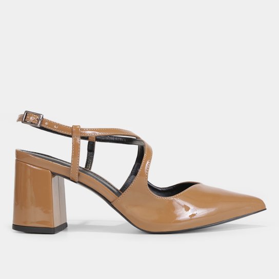 Scarpin Shoestock Slingback Salto Bloco Médio