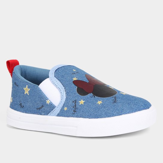 Slip On Bebê Disney Minnie Jeans Menina