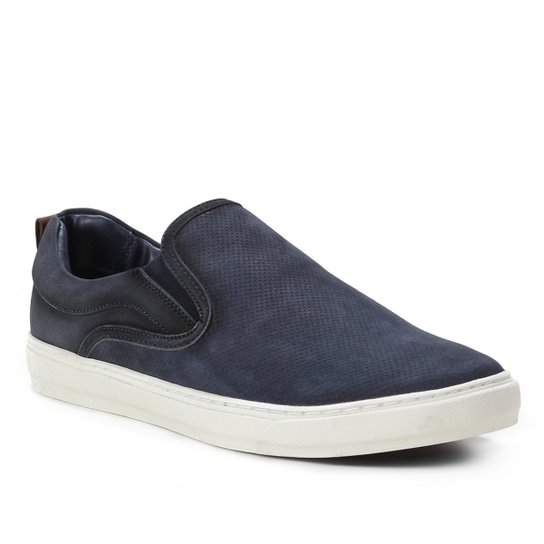 Slip On Couro Shoestock Stoned Masculino - Marinho