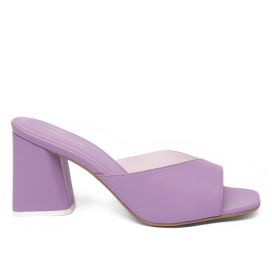 Tamanco Shoestock Lila Vinil Salto Bloco - Lilás