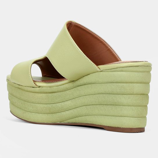 Tamanco Shoestock Recortes Monocolor Anabela Alta