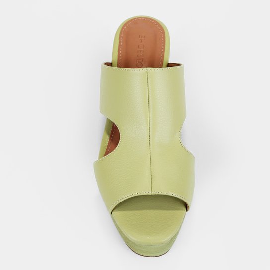 Tamanco Shoestock Recortes Monocolor Anabela Alta