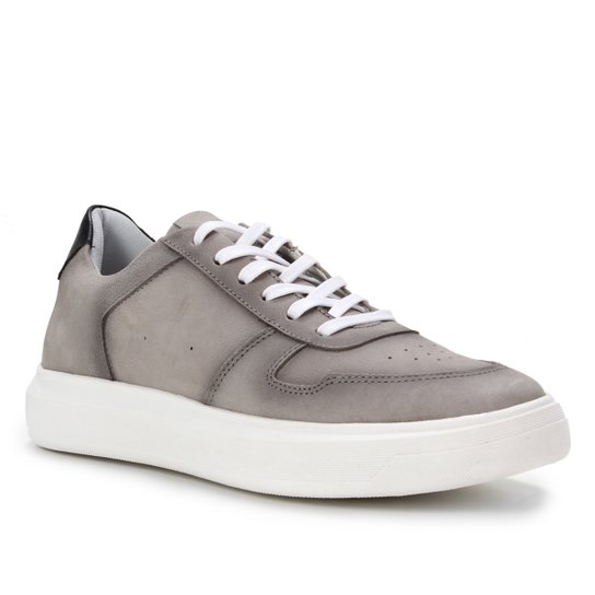 Tênis Couro Shoestock Básico Liso Masculino - Cinza