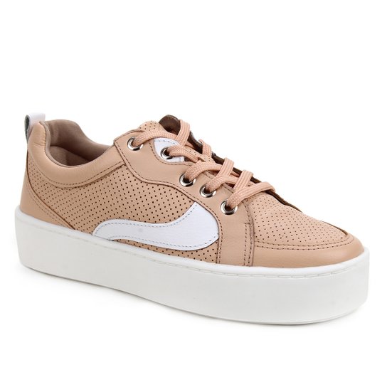 Tênis Couro Shoestock Comfy Feminino - Nude
