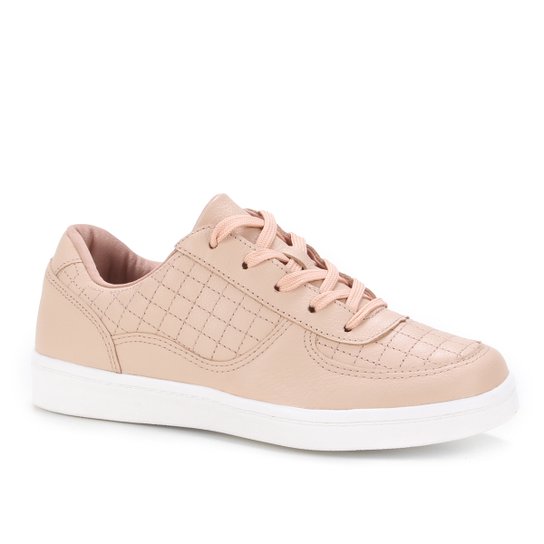 Tênis Couro Shoestock Comfy Matelassê Feminino - Nude