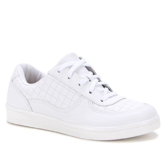 Tênis Couro Shoestock Comfy Matelassê Feminino - Branco