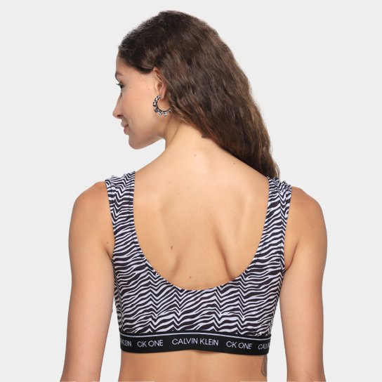 Top Calvin Klein Animal Print Zebra Alças Largas