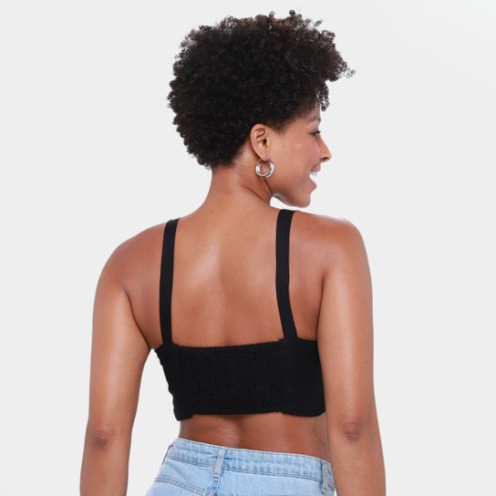 Top Cropped Mercatto Amarração Decote Feminino