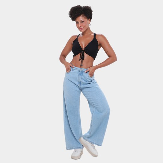 Top Cropped Mercatto Amarração Decote Feminino