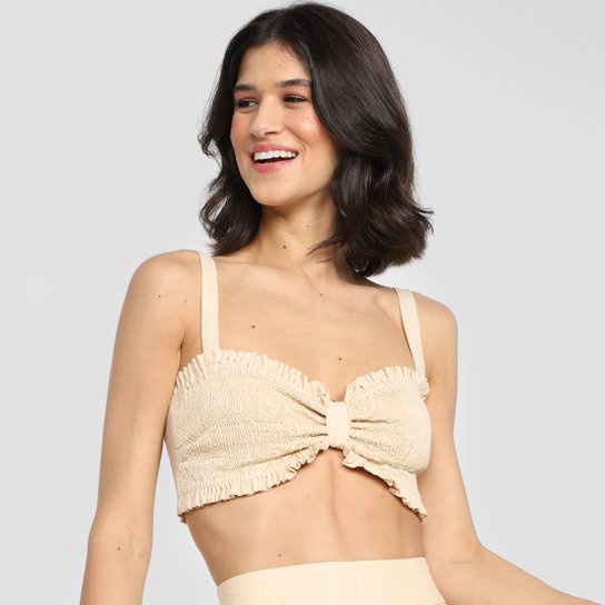 Top Farm Cropped Lastex Alças Largas Feminino