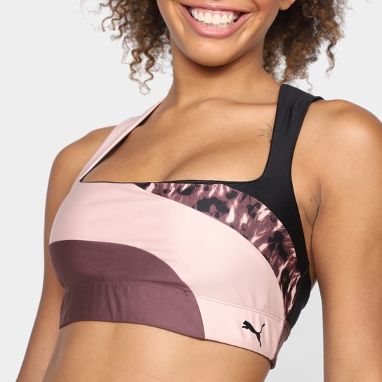 Top Puma Mid Impact Safari Glam Bra Feminino