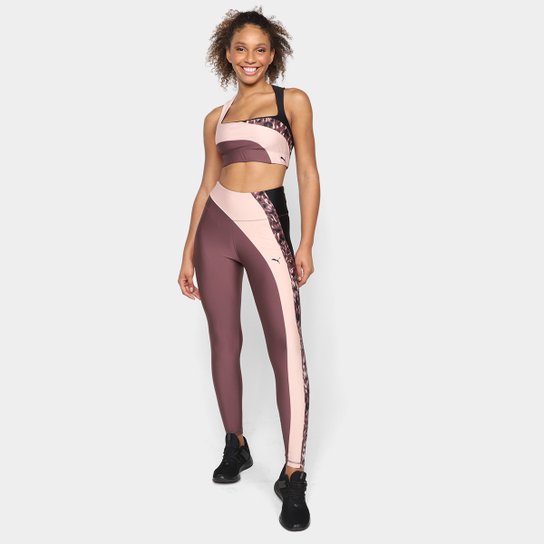 Top Puma Mid Impact Safari Glam Bra Feminino