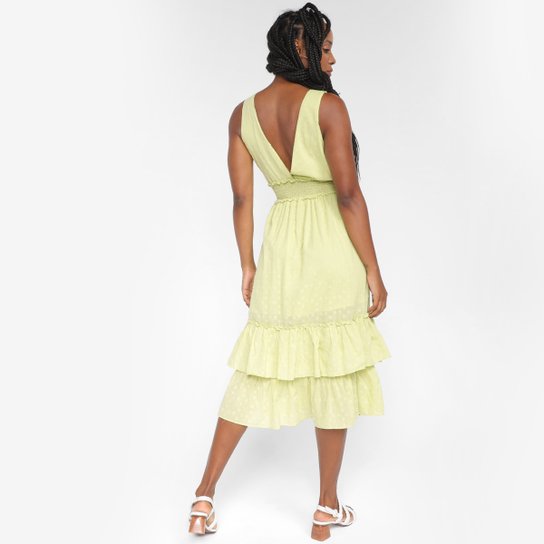 Vestido Midi All Is Love Cazani Babado