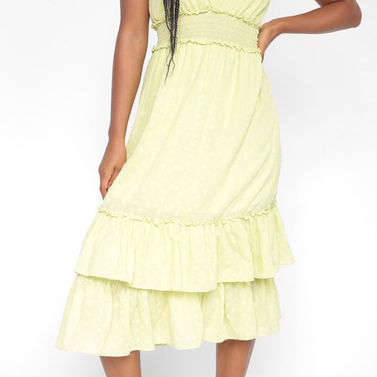 Vestido Midi All Is Love Cazani Babado